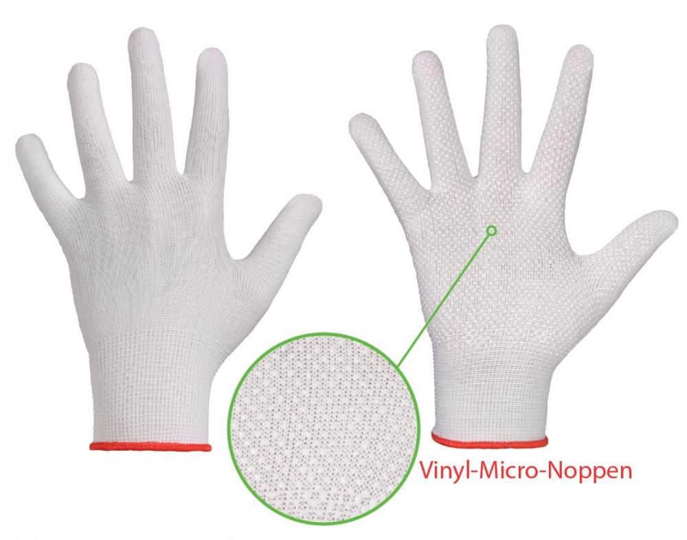 240 Paar Feinstrick Handschuhe aus Polyester, mit Vinyl Micro Noppen