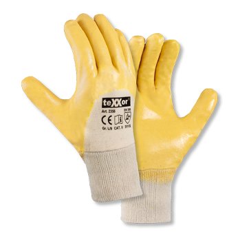 Nitril Handschuhe mit Strickbund gelb, 144 Paar