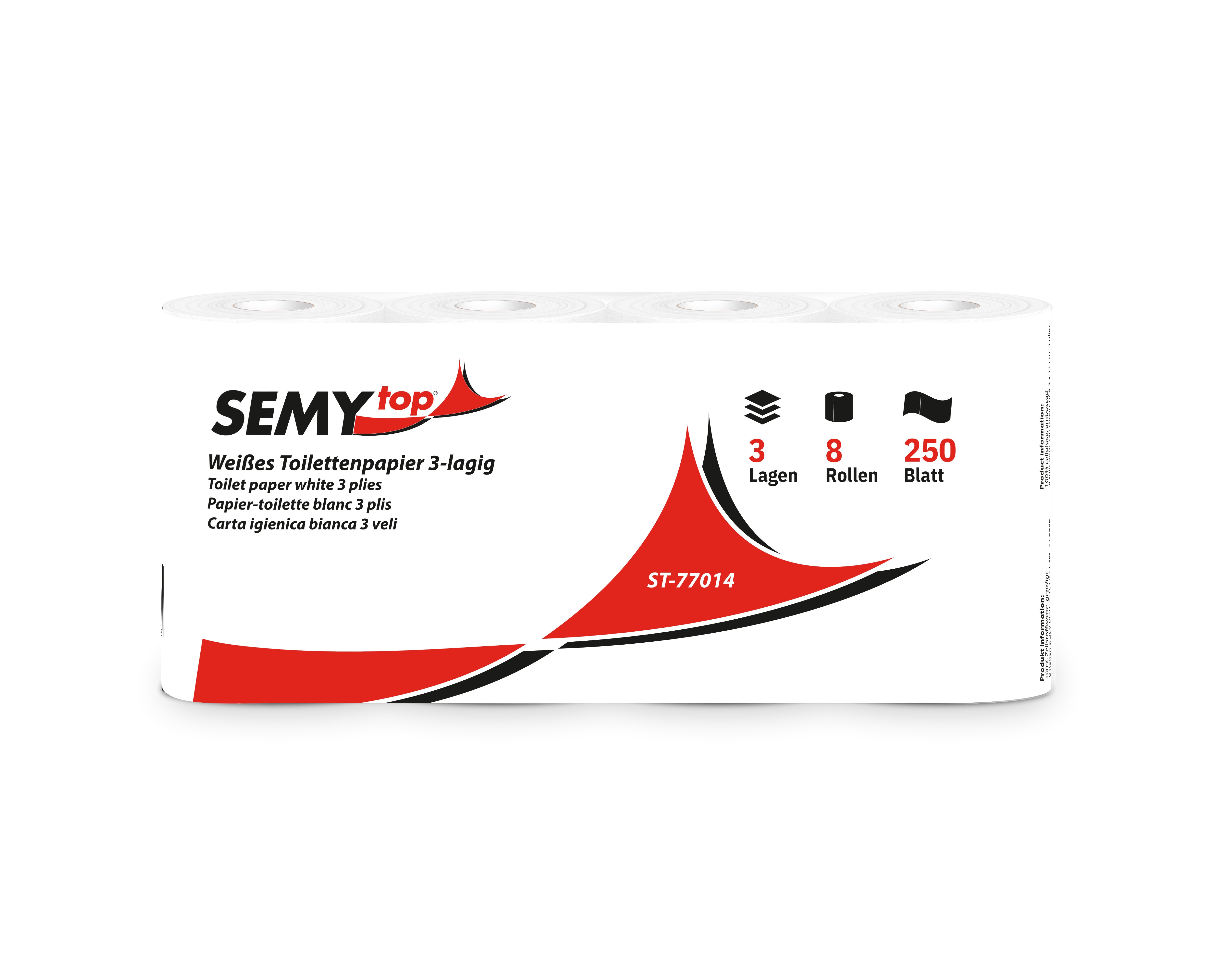 Toilettenpapier, 3-lagig hochweiß, 8x8 Rollen