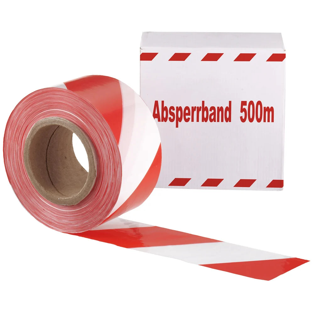18 Rollen Absperrband rot/weiß, 75 mm x 500 m