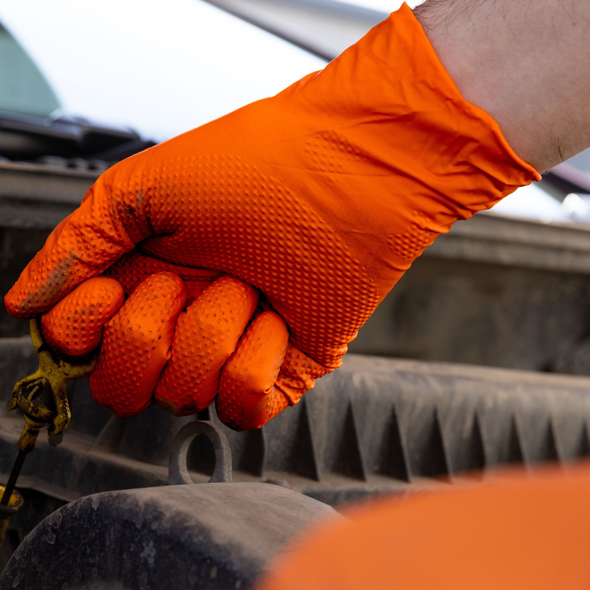 10 Boxen a 50 Stück, Einmalhandschuhe Nitril, High Grip, orange