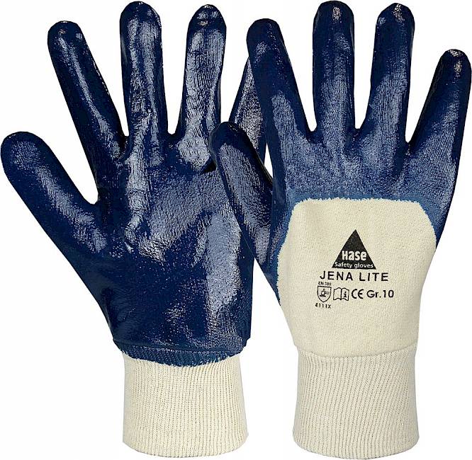 144 Paar Nitril Arbeitshandschuhe blau, Strickbund teilbeschichtet, Hase-Safety