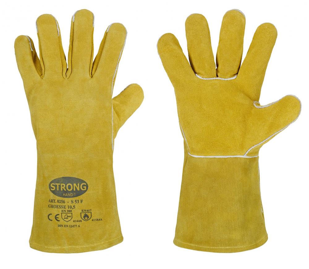 12 Paar Schweißer-Handschuhe, Rindspaltleder, gelb, TOP