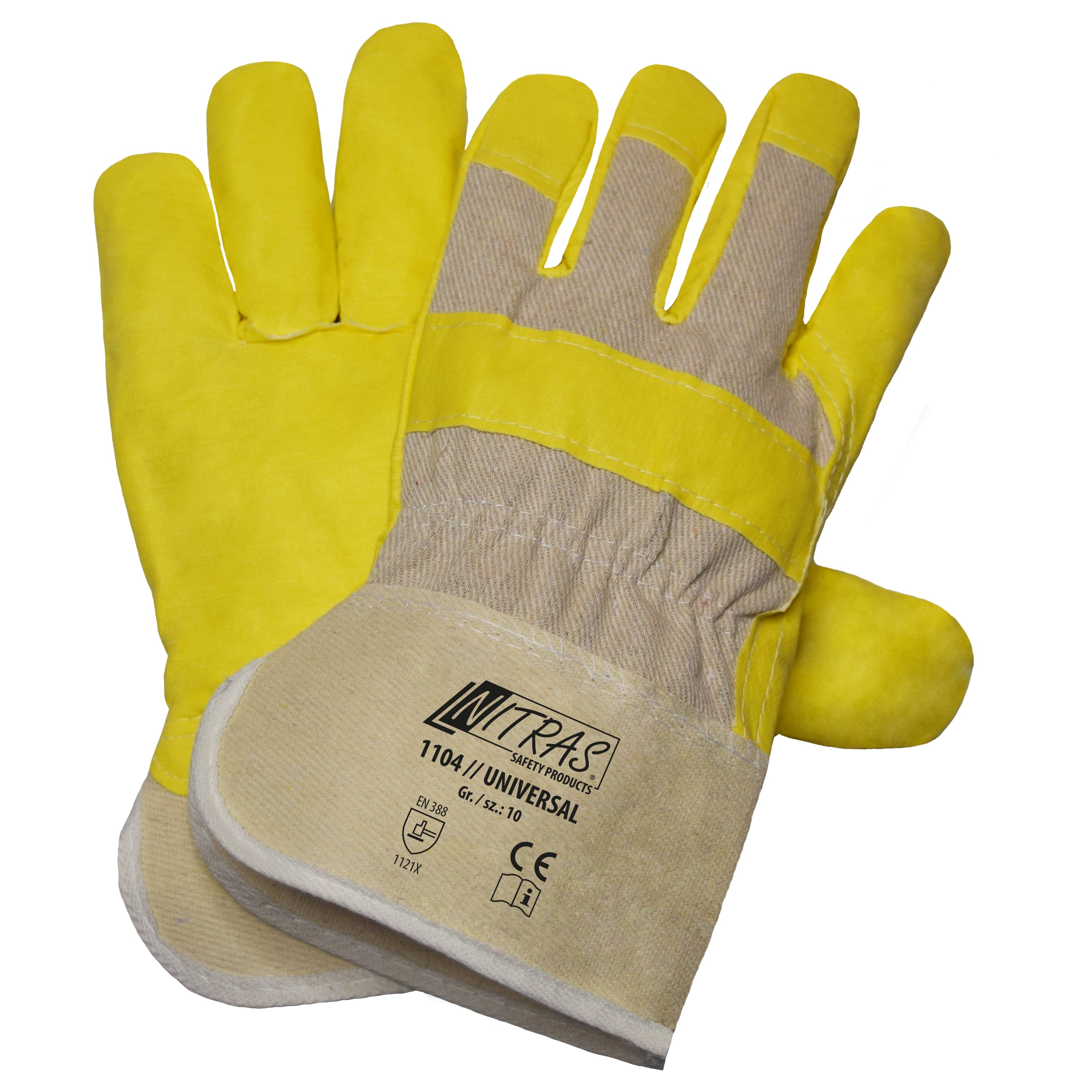 12 Paar Kunstleder-Handschuhe. gelb