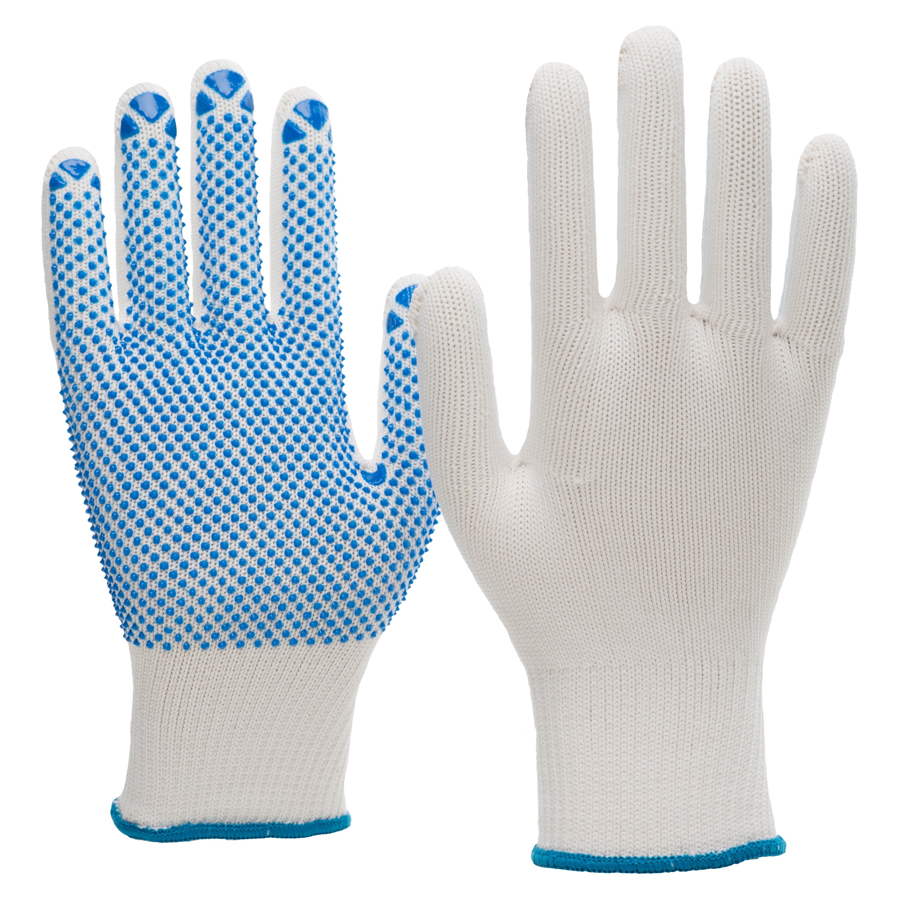 36 Paar Feinstrick-Handschuhe mit blauen Noppen