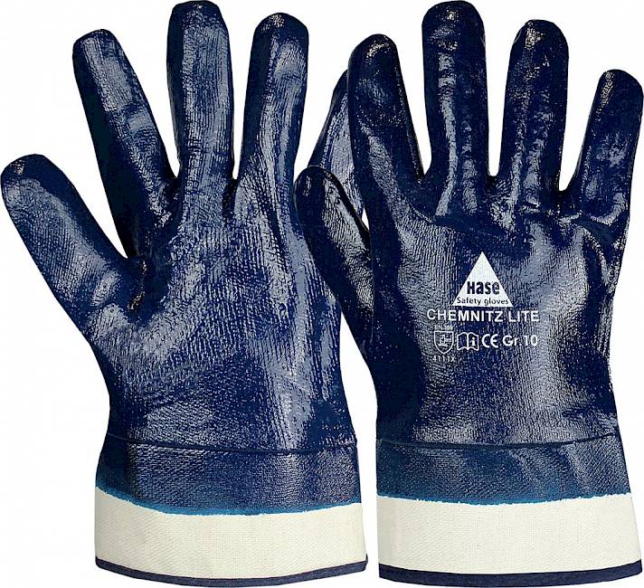 144 Paar Nitril Arbeitshandschuhe blau, Stulpe vollbeschichtet, Hase-Safety
