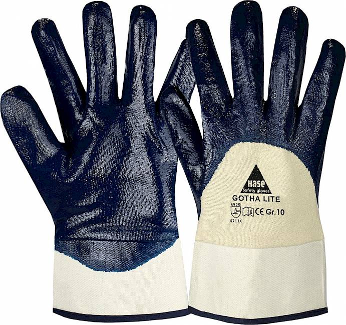 144 Paar Nitril Arbeitshandschuhe blau, Stulpe teilbeschichtet, Hase-Safety