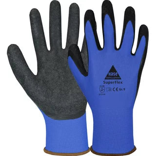 10 Paar Feinstrick-Handschuhe mit Latexbeschichtung SUPERFLEX